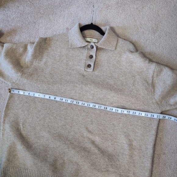 Mango Wool Blend Preppy Old Money Oversized Tennis Prep Polo Sweater M/L - Picture 5 of 7